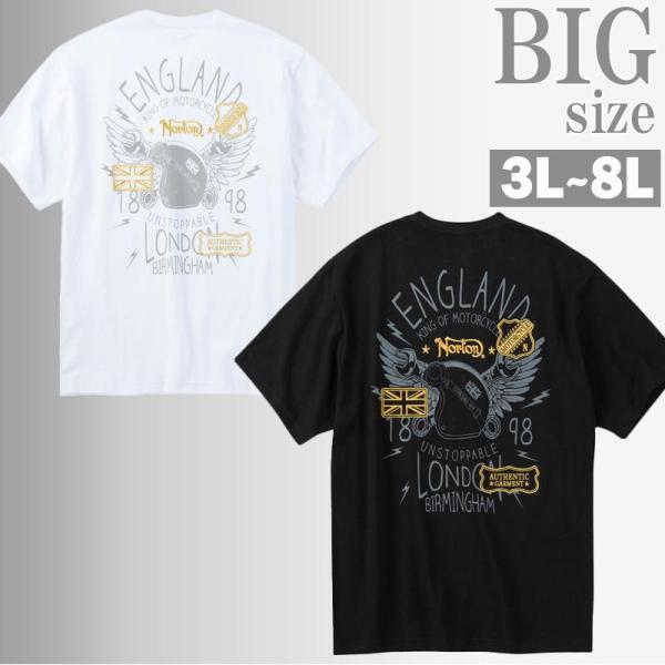 プリントTシャツ 大きいサイズ メンズ Norton ノートン 天竺 半袖T クルーネック 刺繍 トップス C070312-05 プリントTシャツ 大きいサイズ メンズ Norton ノートン 天竺 半袖T