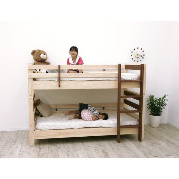 シングル使用可 代引不可 防カビ 防ダニ 二段ベッド 木製 フレームのみ 日本製ベッドフレーム シングル 抗菌 ナチュラル 檜材 国産ヒノキ材 二段ベッド Ds 351 ラグのラボ 木製