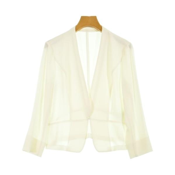 新品未使用◎クードシャンス　リネンライク　ノーカラージャケット　ホワイト40 L COUP DE CHANCE ノーカラージャケット レディース クード