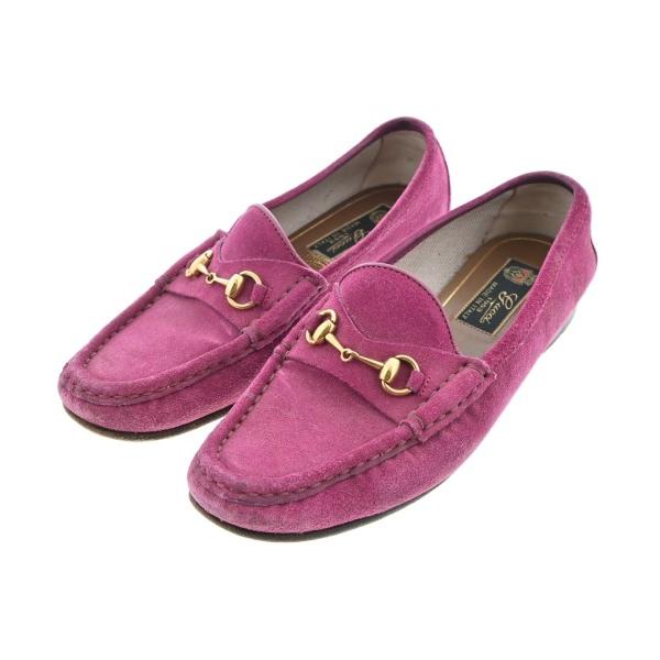GUCCI ピンク スエード ローファー GUCCI（グッチ） ドレスシューズ/ローファー レディース 中古 古着