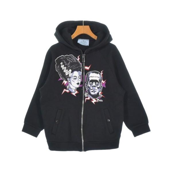 プラダ PRADA ベロアパーカー パーカー レディース【中古】 中古・古着通販】PRADA (プラダ) トライアングルロゴパーカー ブラック