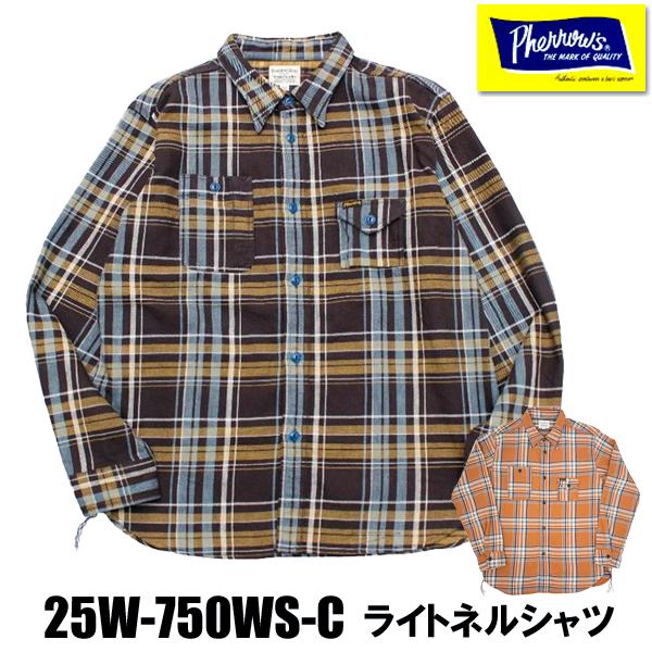 フェローズ　ネルシャツ　未使用 Pherrow's フェローズ ライトネル シャツ 25W-750WS-C チェック