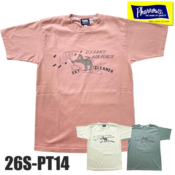フェローズ Pherrow's Tシャツ 26S-PT14 半袖 ノーズアート プリント ロゴT クルーネック カットソー トップス 人気 コットン 綿100％ アメカジ TEE メンズ