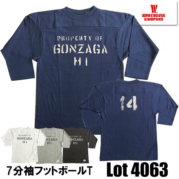 WAREHOUSE ウエアハウス 7分袖 フットボールT Lot 4063 GONZAGA