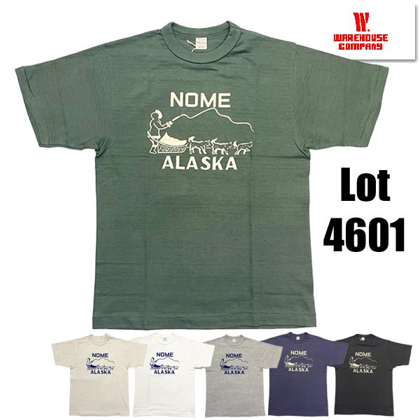 ウエアハウス WAREHOUSE Tシャツ Lot 4601 NOME 半袖 フロッキー プリント TEE シャドウボーダー 未洗い アメカジ ヴィンテージ メンズ 2026年 新作 正規品