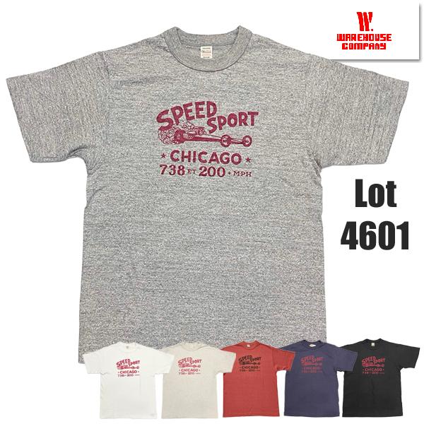ウエアハウス WAREHOUSE Tシャツ Lot 4601 SPEED SPORT 半袖 プリント TEE 未洗い アメカジ メンズ 正規品