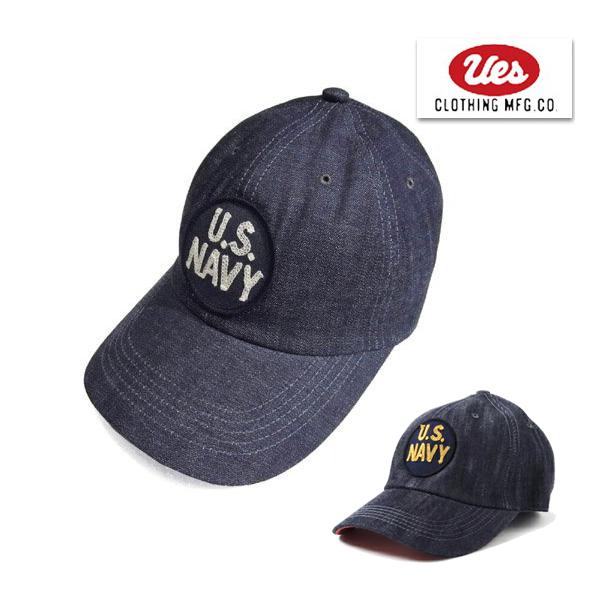 UES ウエス 82DC U.S.NAVY ワッペン デニム ベースボールキャップ CAP 帽子 BB CAP BASBALL CAP インディゴ 経年変化 メンズ ミリタリー アメカジ 日本製