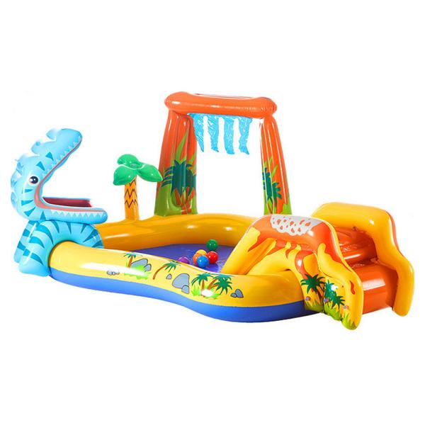 すべり台・シャワー・ボールが付いた恐竜のプール raimu-house_r240401-31n