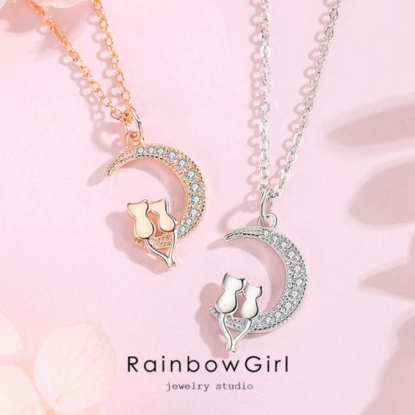 RainbowGirl（アクセサリー） ネックレス レディース 猫ペンダント 月