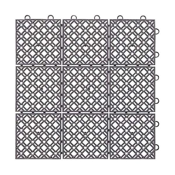 【商品概要】耐久性・耐荷重性に優れたタフな水切りマット。屋内外を問わず、広域の敷き込みに最適です。本駒を分割したデザインなので、マットに圧力がかかっても伸び縮みを吸収でき、変形を防ぎます。1?あたりの耐荷重13.7kg/?ジョイント塩ビ不使...