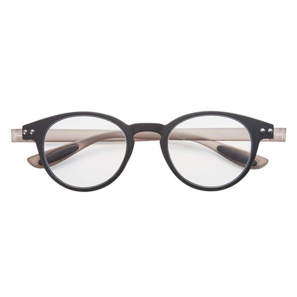 老眼鏡 ブルーライトカット 携帯 軽量 おしゃれ ボストン colorfulook ブラック*グレー 度数+1.50 (カラフルック 軽量 形状記憶