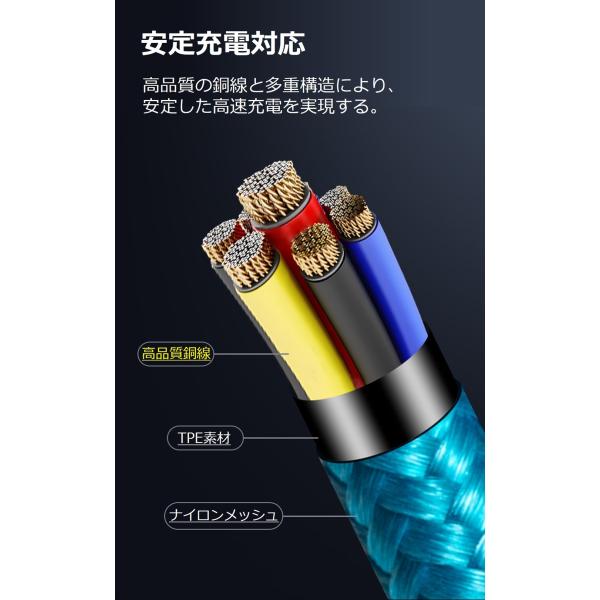�X�}�z �[�d �P�[�u�� USB Type-C �P�[�u�� iPhone17 16 15 3m ���� �P�[�u�� �[�d�� �����[�d �f�[�^�]�� �^�C�vC �P�[�u�� �������� ���i�摜5