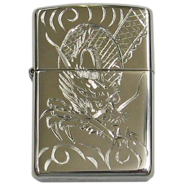 ZIPPO銀無垢スターリングシルバー 手彫り龍ジッポーオイルライター :z