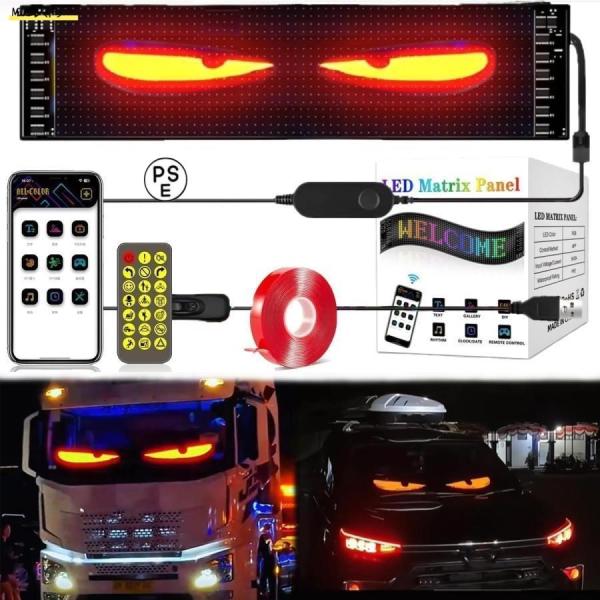 デビルアイ led ライト 車 スクリーン トラック DIYテキストパターンダイナミックLEDスマートカラフルアイランプソフトスクリーン、車トラック窓用アプリコント