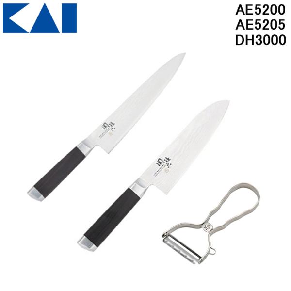 貝印 AE-5200・AE-5205・DH-3000 関孫六 ダマスカス 三徳包丁 165mm