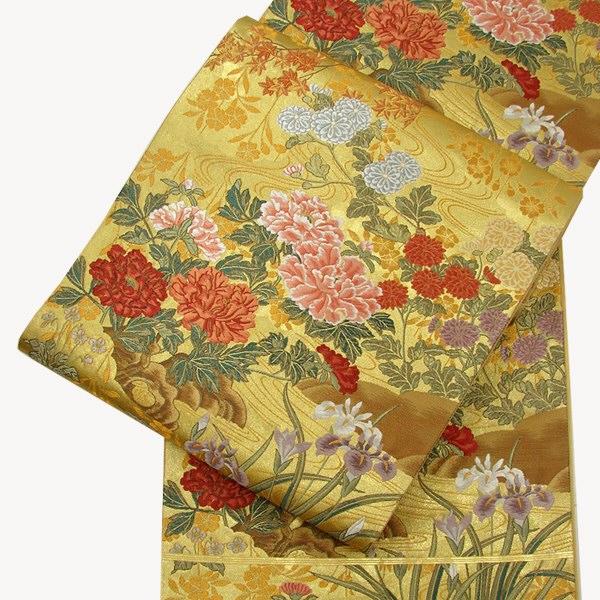 正絹 西陣袋帯 本金四季の花 : 楽市きもの館 - 通販 - Yahoo