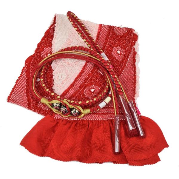 振袖用 帯締め帯揚げセット 赤 帯締め 帯揚げ 帯締 帯揚 総絞り 成人式