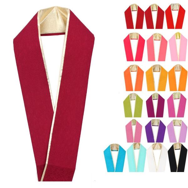 [Release date: February 5, 2014]伊達衿は重ね衿とも呼ばれ、お振袖や訪問着などを、より豪華に、格調高く仕上げるためのアイテムです。こちらの伊達衿は、細巾の裏面に金無地を使用し、二色重ねとしてご使用いただける優れ...