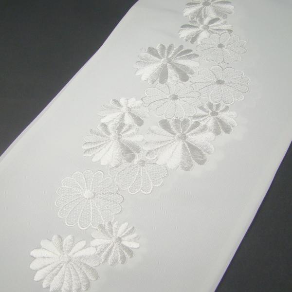 3点までメール便OK 刺繍半衿 半襟 白／白 菊 結婚式 成人式 フォーマル 留袖用 黒留袖 色留袖