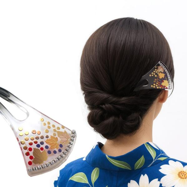 髪飾り 浴衣 和装 バチ型ラインストーンクリア簪 かんざし 葡萄 着物
