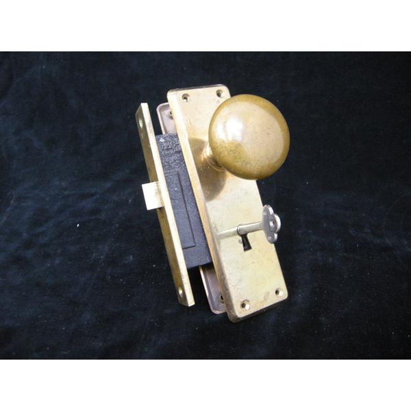 HMC・真鍮製ドアノブ・鍵付き・ノブ直径5.5cm・昭和レトロ