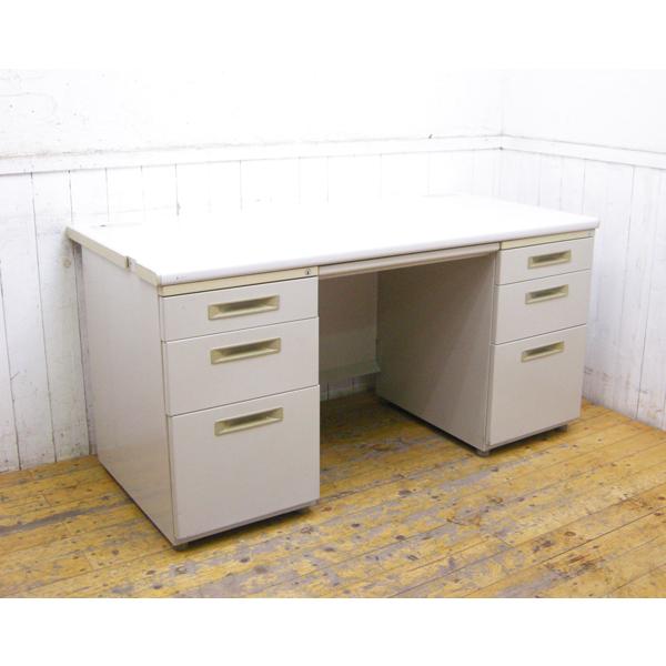 店舗引き取り限定商品・UCHIDA・ウチダ製・両袖机・W140cm・中古 店舗引き取り限定商品・UCHIDA・ウチダ製・両袖机・W140cm・中古