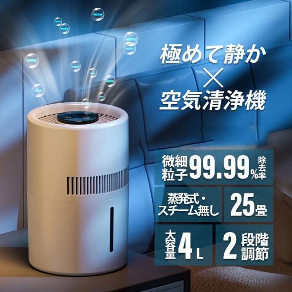 空気清浄機 加湿器 加湿空気清浄機 25畳 PM2.5 省エネ 静音 除菌 4L大容量 2段階調節 コンパクト 空焚き防止 EJ-JSQ101 送料無料