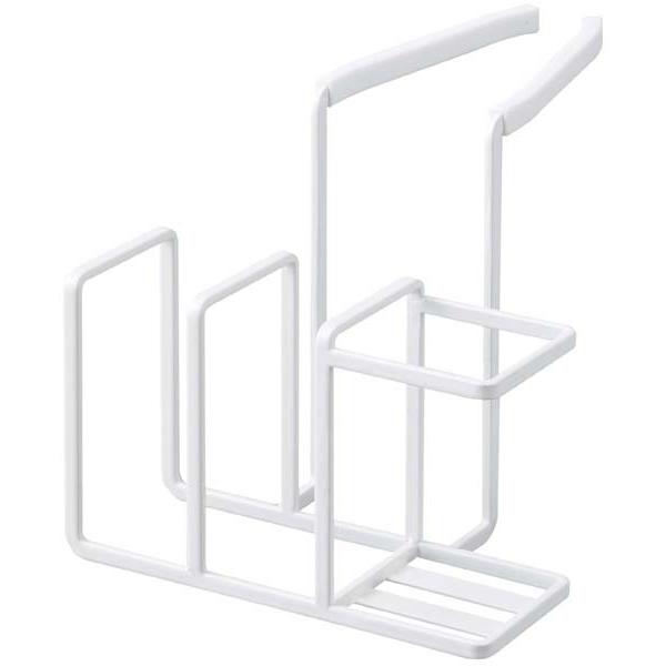 ◆メーカー:山崎実業◆品名:蛇口にかけるスポンジ&amp;ブラシホルダー プレート ホワイト◆品番:5082◆蛇口を挟み込むずれ落ちないスポンジ &amp; ボトルブラシホルダー。 挟み込むだけの簡単取り付け。スチールの取り付け部がしっかり...