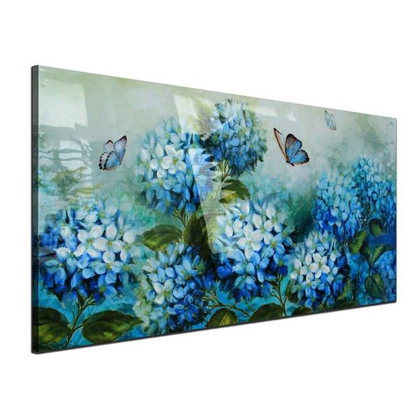 t@ubNpl A[gt[  G _A[g Ǌ| EH[fR[V BURNISH WALL ART BLUE FLOWER BUTTERFLY 1000x500mm
