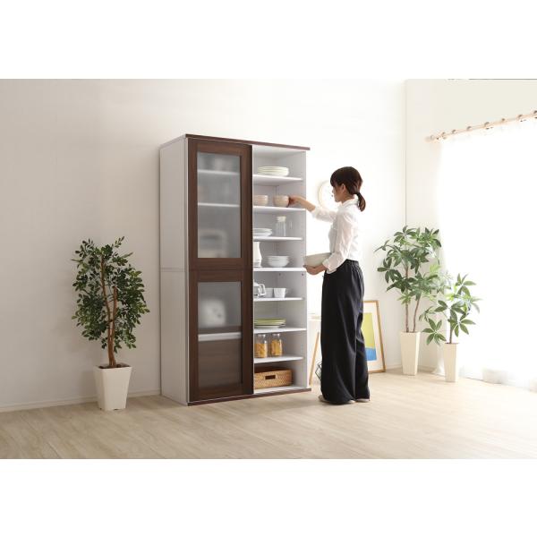 キッチン収納 扉付きラック シンプル ナチュラル ガラスキャビネット サイドボード カップボード 食器棚 幅100ｘ奥行45ｘ高さ180cm ウォールナット オーク Ngdl 楽装屋 通販 Yahoo ショッピング