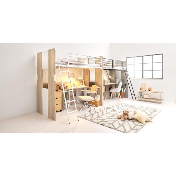 [Release date: November 1, 2024]天板が広々使えるL字型のデスクが一体となったロフトベッド。ファイルや教科書の収納もできるサイドシェルフ付き。【カラー】ナチュラル/グレー/ブラウン【サイズ】(約)幅104×奥行...