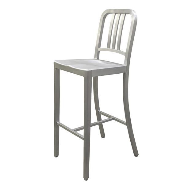 ネイビーチェア アルミ製 ハイチェア ハイスツール シルバー 軽量