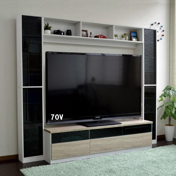 テレビ台 リビングボード 北欧モダン テレビラック サイドボード 壁面収納 ガラス扉 幅216 3 奥行40 高180cm 最大60インチ対応 ホワイト オーク Shitem 楽装屋 通販 Yahoo ショッピング