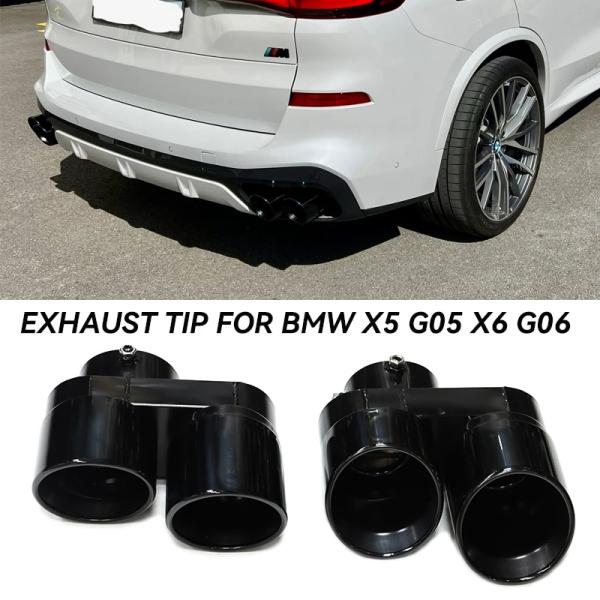 Quad キャブon エキゾースト Tip BMW G05 X5 G06 X6 G07 X7 2019年+ マフラー Tip エキゾースト パイプ No Wel