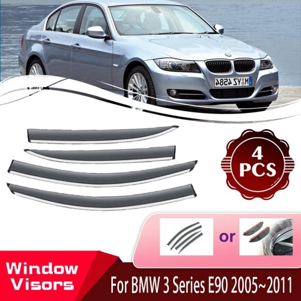 ウィンドウ バイザー 雨よけ BMW 3 シリーズ E90 2005年~2011年 雨pルーフ ウィンドウ 風防 サン 雨 バイザー ディフレクター Awnin