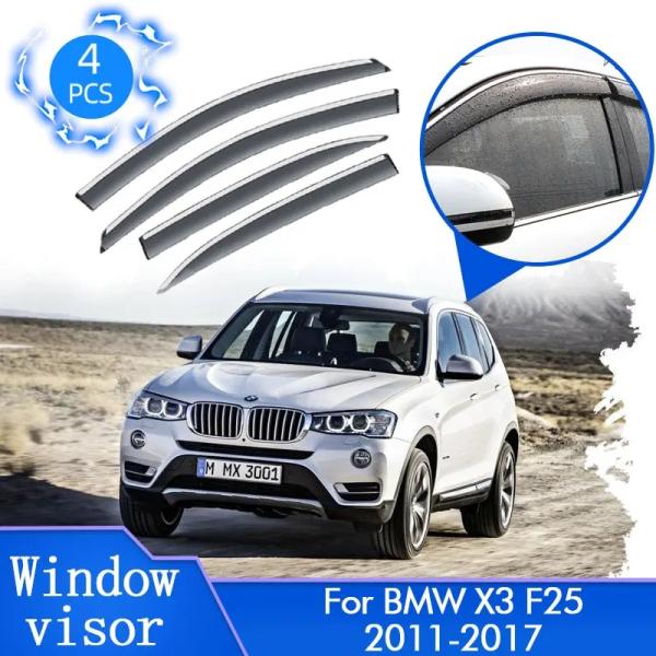 4P BMW X3 F25 MK2 M スポーツ 2011年~2017年 サイド ウィンドウ ドア バイザー ディフレクター ガード カバー 風よけ 風防 ウイ