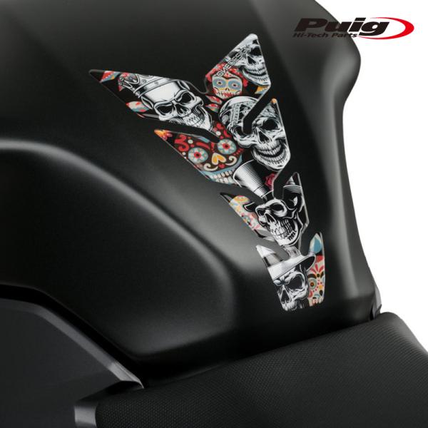 Puig 20593N TANK PADS SKULL PARTY [BLACK] 汎用 プーチ タンクパッド