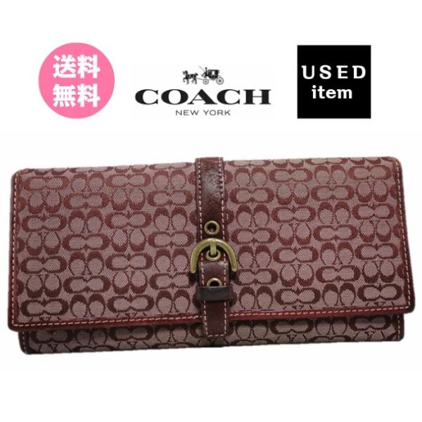 COACH（コーチ） 長財布 ジップ長財布 ボルドー ロゴ キャンバス