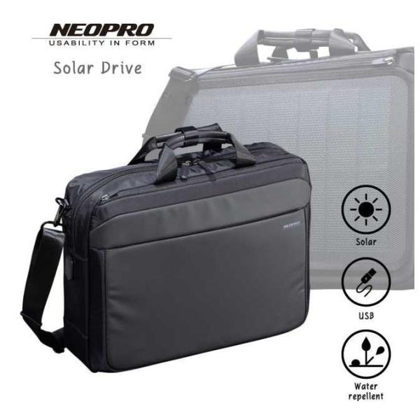 ビジネスバッグ ２Wayブリーフ NEOPRO Solar Drive 2-860 太陽光発電変換効率17％のパネルを搭載 取り外し可能ソーラーパネル  メンズ かばん カバン 鞄 プレゼント ギフト 父の日 誕生日 冠婚葬祭 送料無料 ビジネスバッグ 2Wayブリーフ NEOPRO Solar Drive 2-860 太陽光発電
