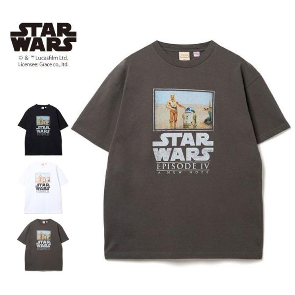 【Goodwear】『スター・ウォーズ エピソード4／新たなる希望 』 プリント BIG Tシャツ C-3PO R2-D2 半袖Tシャツ ユニセックス 7.6oz USAコットン ヘビーウェイト