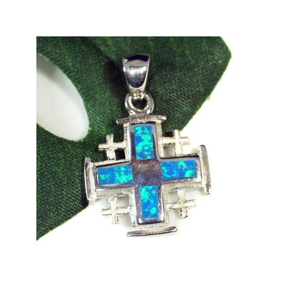 聖地エルサレム 十字軍 オパール 高品質シルバー クロス ペンダント
