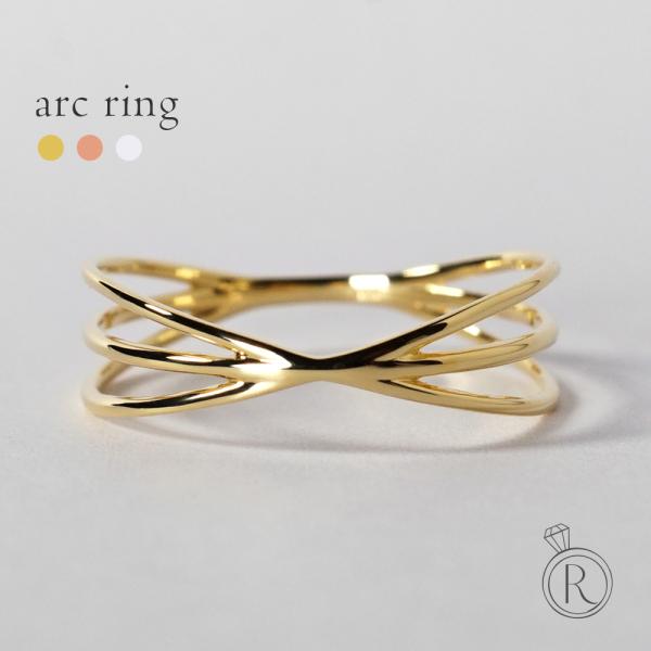 K18 アーク リング レディース 地金 指輪 ring 18k 18金 ゴールド 送料
