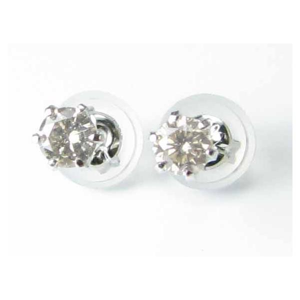 プラチナ シャンパンブラウンダイヤモンド ピアス 0.2ct : ジュエリー 