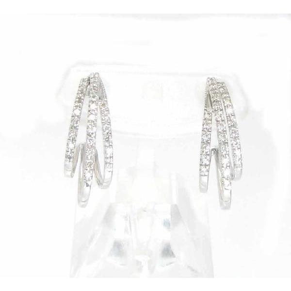 ダイヤ ピアス K18WG ホワイトゴールド ダイヤモンド 0.36ct フープ 