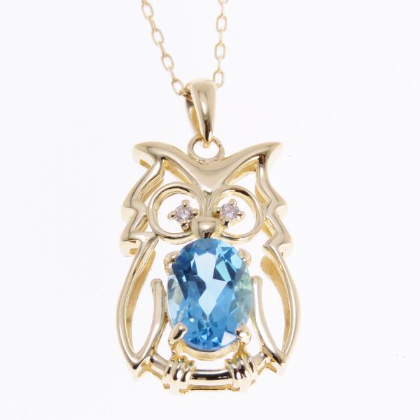 ふくろう フクロウ 梟 ネックレス レディース owl ペンダント ブルー 