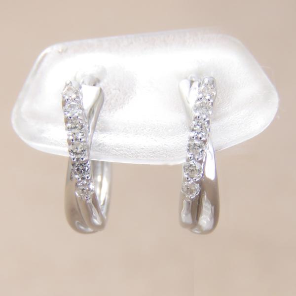 大特価！！Pt900 天然ダイヤモンド　中折れピアス　フープピアス ダイヤモンド ピアス Pt900 フープ 中折れ 0.12ct : ジュエリーラピ