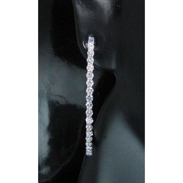 ダイヤモンドピアス K18WG フープ 中折れ ピアス 1ct エタニティ 