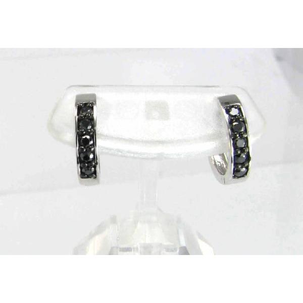ピアス ブラックダイヤ K18 ホワイトゴールド ブラックダイヤモンド 中