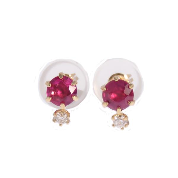 18金天然ルビーピアス(ダイヤ付き) 2ct(1ct×2)両耳用ピアス 18金天然ルビーピアス(ダイヤ付き) 2ct(1ct×2)両耳用ピアス