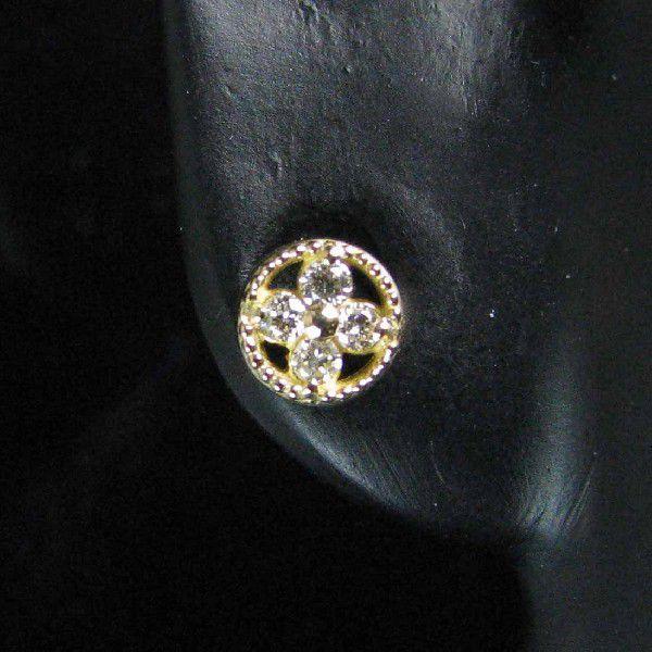 ダイヤモンドピアス K10 ミル打ち ピアス 0.12ct : ジュエリーラピ 